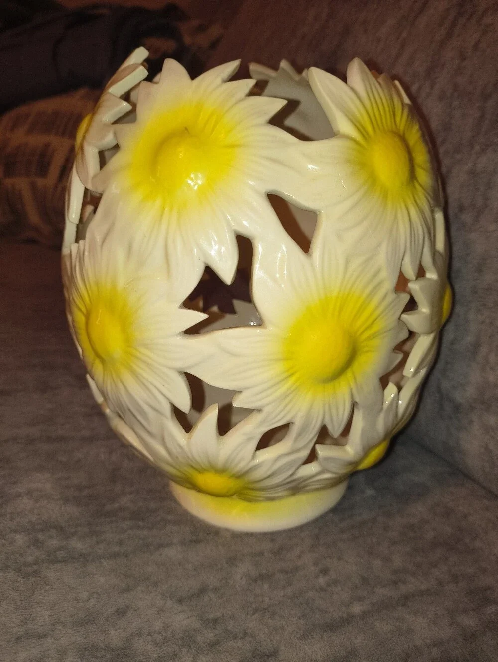 Yellow Daisy Ceramic Luminary - Home Accents